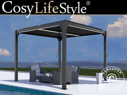 Bioclimatic pergola gazebo San Pablo, 4x4 m, Black