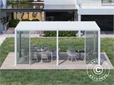 Bioclimatic pergola gazebo San Pablo w/sliding doors, 3x5.8 m, White