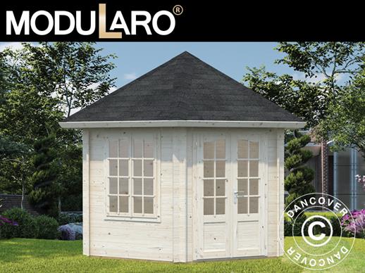 Wooden Gazebo w/floor, 3.03x3.03x3.36 m, 7.6 m², Natural