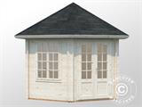 Wooden Gazebo w/floor, 3.03x3.03x3.36 m, 7.6 m², Natural