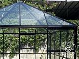 Orangery/gazebo glass 8.06 m², 2.82x2.86x2.8 m w/base, Black