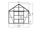 Orangeri/paviljong i glas 8,06m², 2,82x2,86x2,8m med bas, Svart