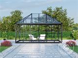 Orangery/gazebo glass 12 m², 4.2x2.86x2.84 m w/base, Black