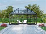 Orangeri/paviljong i glas 12m², 4,2x2,86x2,84m med bas, Svart