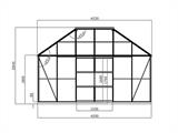Orangeria/paviljonki lasi 12m², 4,2x2,86x2,84m pohjan kanssa, Musta