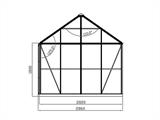 Orangeri/pavillon glas 12m², 4,2x2,86x2,84m m/sokkel, Sort