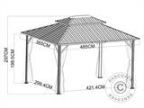 Gazebo San Francisco con tende e zanzariera, 3,65x4,85m, Nero