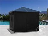 Gazebo Santa Barbara w/curtains and mosquito net, 4x4 m, Black