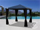 Gazebo Santa Barbara con tende e zanzariera, 4x4m, Nero