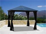 Gazebo Santa Barbara con tende e zanzariera, 4x4m, Nero