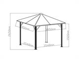 Pavillon Santa Barbara mit Vorhängen und Moskitonetz, 4x4m, Schwarz