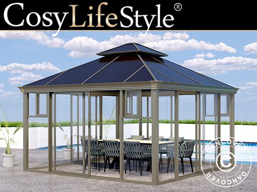 Gazebo polycarbonate Santa Ana, 4x4 m, Brass