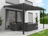 Terrassenüberdachung/Wandmontierte Pergola Santa Ynez, 4x3m, Schwarz/Dunkelgrau