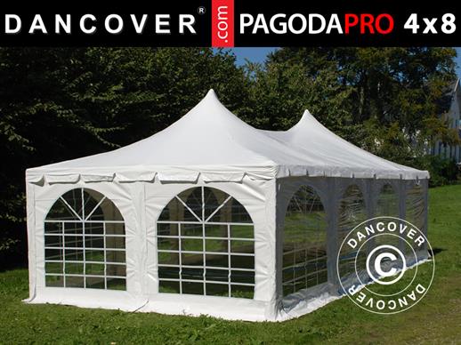 Šator za zabave Pagoda PRO 4x8m PVC, Bijela