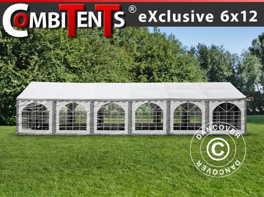 Tendone per feste, Exclusive CombiTents® 6x12m, 4 in 1, Grigio/Bianco