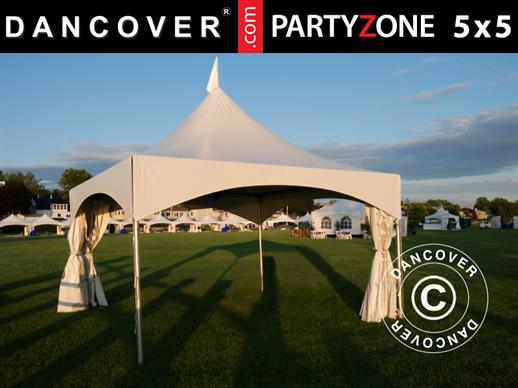 Tente de réception Pagode PartyZone 5x5m, PVC, Blanc