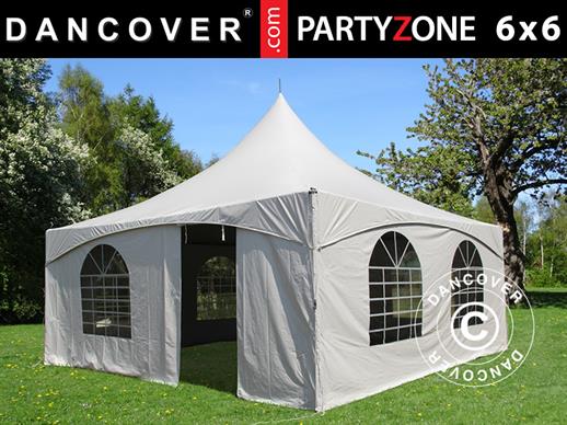 Pagoden-Partyzelt PartyZone 6x6m, PVC, weiß