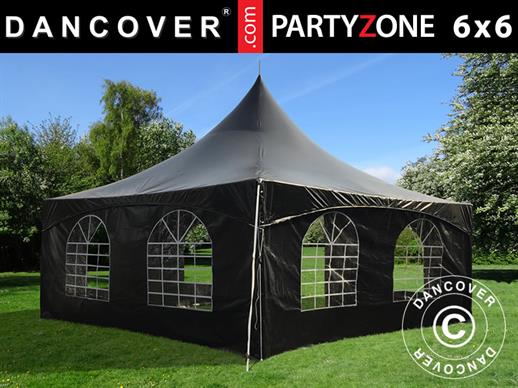 Pagoda Šator za zabave PartyZone 6x6m, PVC, Crna