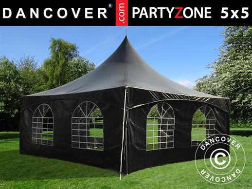 Pagoden-Partyzelt PartyZone 5x5m, PVC, schwarz