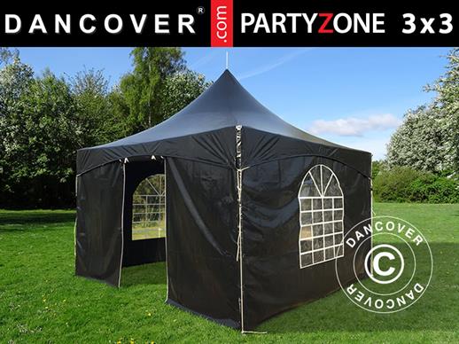 Pagoda Šator za zabave PartyZone 3x3m, PVC, Crna
