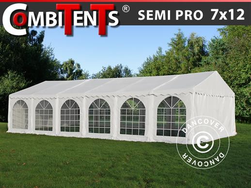 Tente de réception, SEMI PRO Plus CombiTents® 7x12m 4-en-1, Blanc