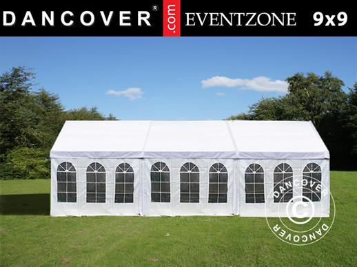 Tente de réception professionnelle EventZone 9x9m PVC, Blanc