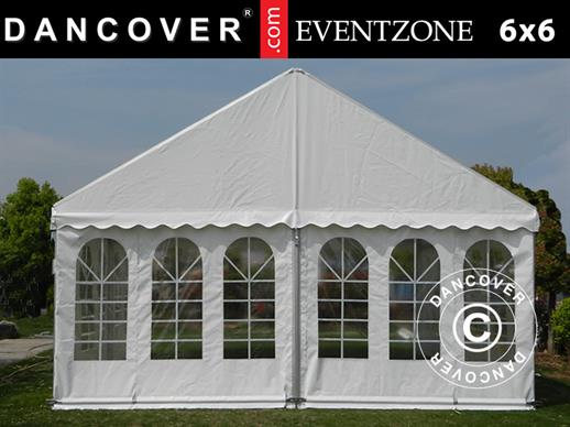 Carpa para eventos profesional EventZone 6x6m PVC, Blanca