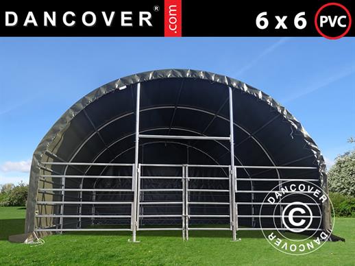 Šator za stoku 6x6x3,7m, PVC, Zelena