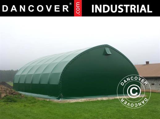 Tenda galpão/armazém agrícola 9x15x4,42m c/portão deslizante, PVC, Verde