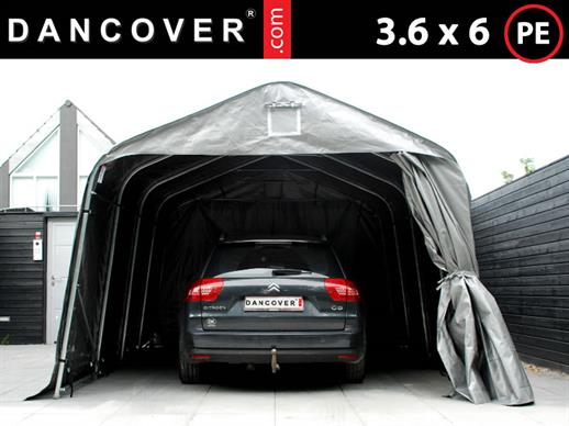 Tente Abri Garage PRO 3,6x6x2,68m PE, Gris