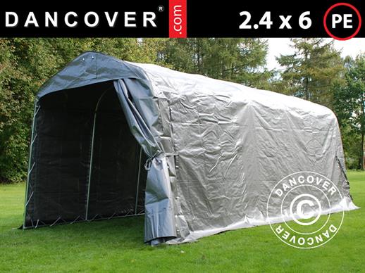 Tenda de armazenamento PRO 2,4x6x2,34m PE, Cinza