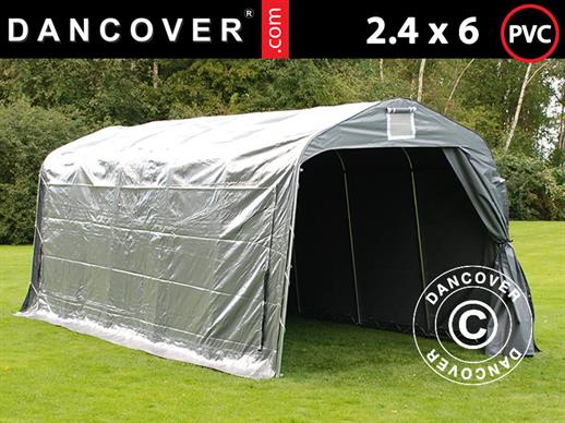 Carpa de almacenamiento PRO 2,4x6x2,34m PVC, Gris 