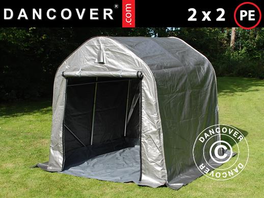 Tenda de armazenamento PRO 2x2x2m PE, com lona chão, Cinza