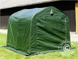 Carpa de almacenamiento PRO 2,4x2,4x2m PE, con cubierta de terreno, Verde/Gris