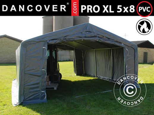 Storage shelter PRO 5x8x2.5x3.89 m, PVC, Grey