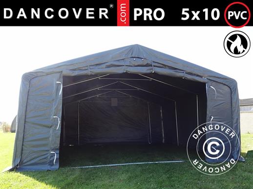 Storage shelter PRO 5x10x2x3.39 m, PVC, Grey