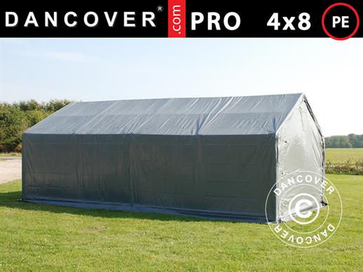 Storage shelter PRO 4x8x2x3.1 m, PE, Grey