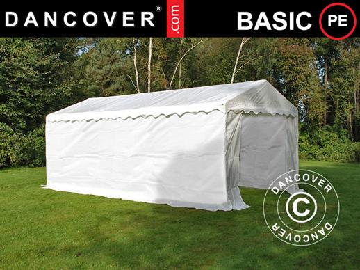 Tente de stockage Basic 2-en-1, 4x6m PE, Blanc