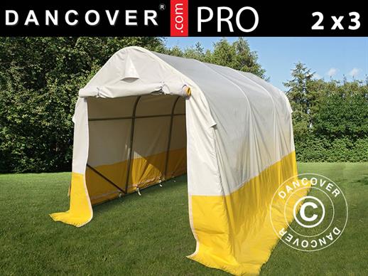 Tenda da lavoro/magazzino PRO 2x3x2m, PVC, Bianco/Giallo, Ritardante di fiamma