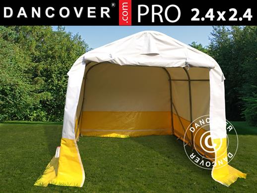 Skladišni radni šator PRO 2,4x2,4x2m, PVC, Bijela/Žuta, Teško-zapaljivo
