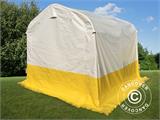 Tente de stockage PRO 2,4x2,4x2m, PVC, blanc/jaune, retardateur de flammes