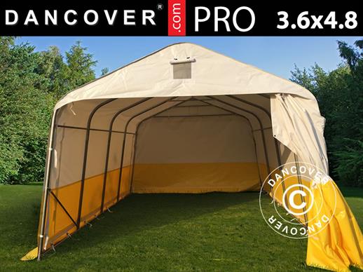 Skladišni radni šator PRO 3,6x4,8x2,68m, PVC, Bijela/Žuta, Teško-zapaljivo