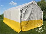 Storage work tent PRO 4x6 m, PVC, White/Yellow, Flame retardant