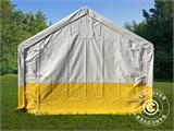 Tente de stockage PRO 4x6m, PVC, blanc/jaune, retardateur de flammes