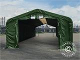 Noliktavas telts PRO 6x12x3,7m PVC ar gaismas caurlaidīgu jumta paneli, Zaļš