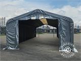 Opslagtent PRO 6x12x3,7m PVC met lichtpaneel, Grijs