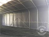 Tente de Stockage PRO 6x12x3,7m PVC avec lucarne, Gris