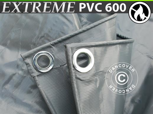 Tarpaulin 5x7 m, PVC 600 g/m², Grey, Flame retardant