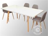 Dining set w/1 dining table Roma, White/Oak + 4 dining chairs Napoli, Grey/Oak