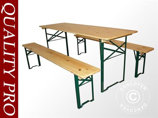 Set de mesas cerveceras 180x60x78cm, Madera clara